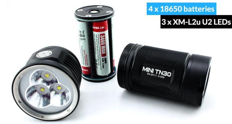 ThruNite TN36 UT 7300 Lumen/Mini TN30 3660 Lumen LED Flashlight Black Powered by 4*18650 Batteries